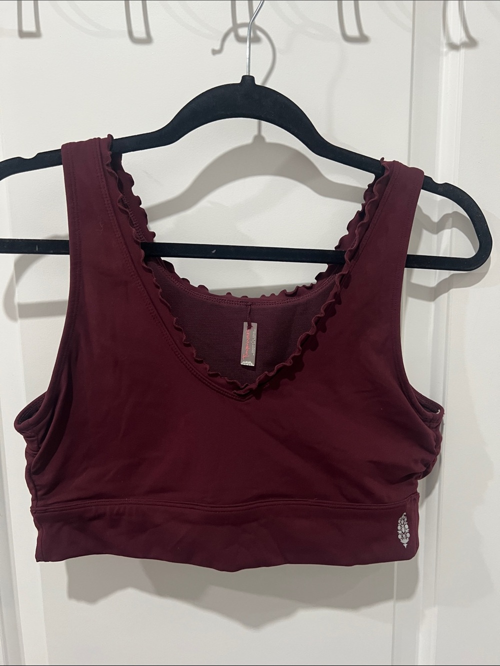 FP Movement by Free People Burgundy Ruffle Edge Sports Bra Size Large